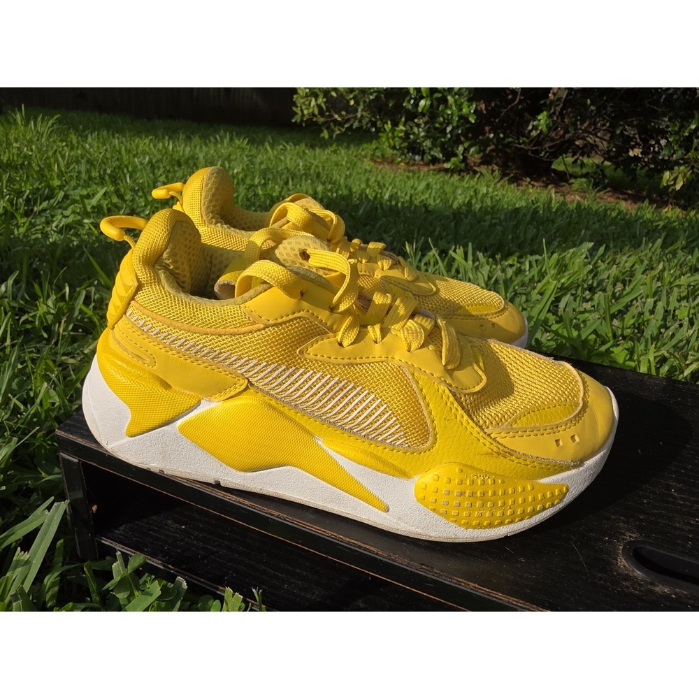 Puma RS-X Dandelion Boys Size 4.5C Yellow White Athletic Running Shoes Sneakers - Picture 3 of 9